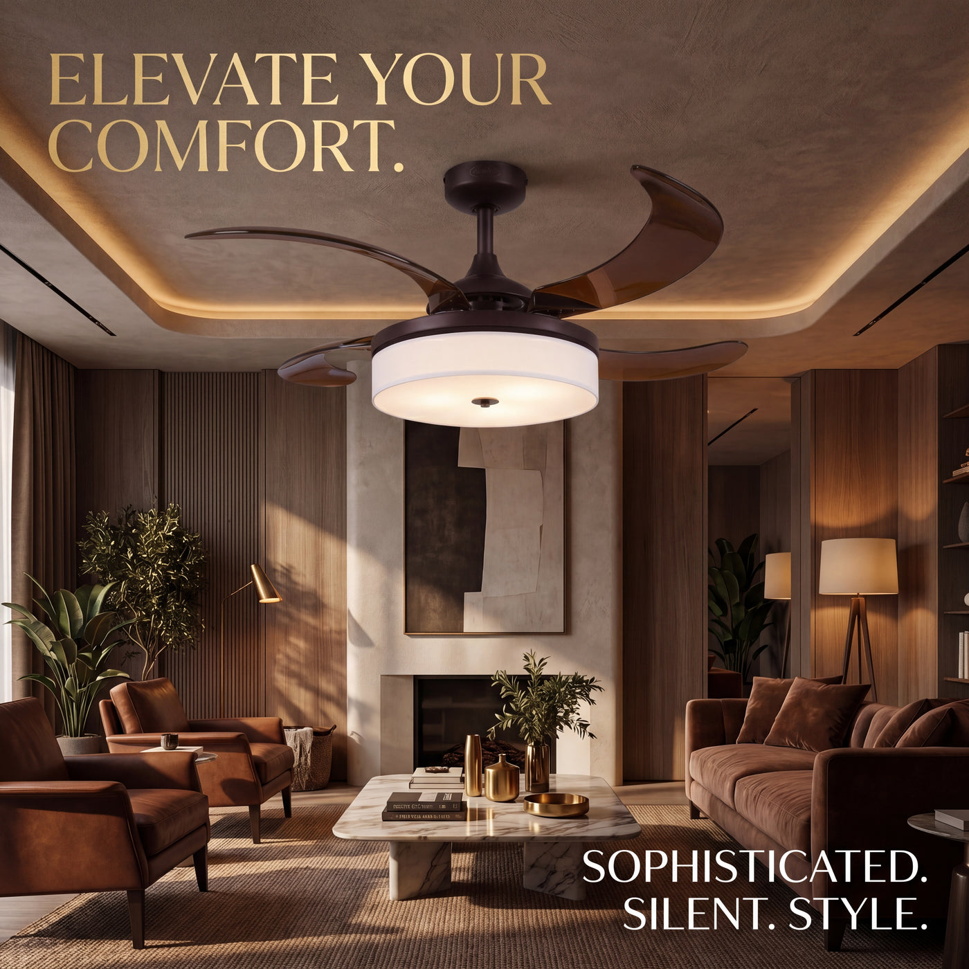 Fraser 48 Inch 3 Light Bronze Fan with Retractable Blades