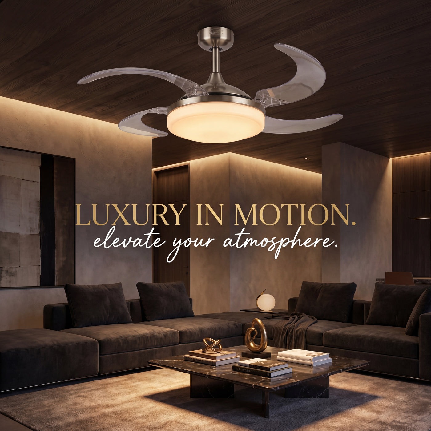 EVO2 48 Inch 3 Light Chrome Fan with Retractable Blades