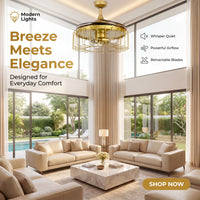 48 Inch Antique Gold Retractable Blade Ceiling Fan