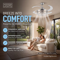 Carbondale 48 Inch 3 Light Silver Ceiling Fan with Retractable Blades