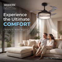 Luna 48 Inch 1 Light Color Adjustable Fan in Black with Retractable Blades