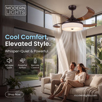 Fraser 48 Inch 3 Light Bronze Fan with Retractable Blades