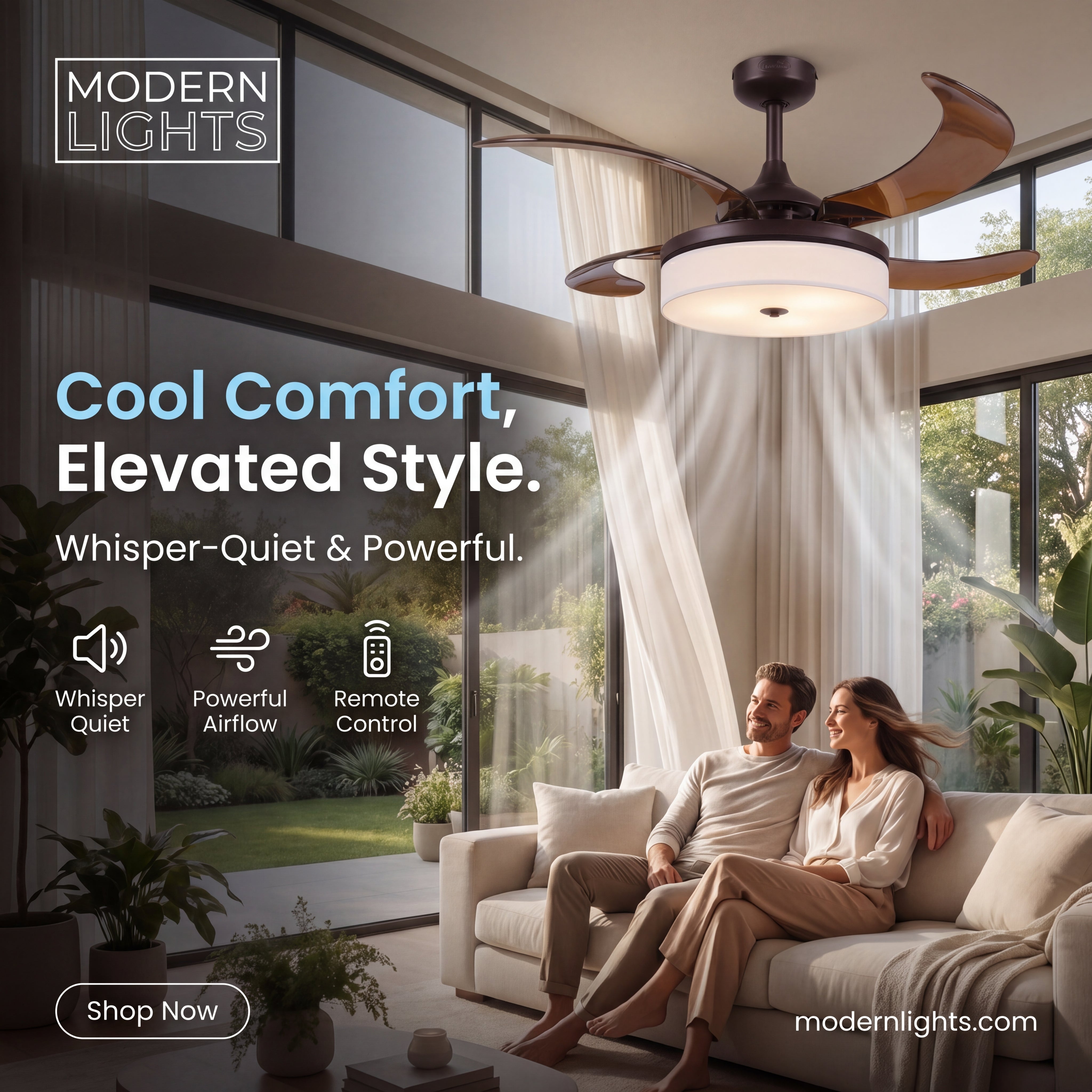 Fraser 48 Inch 3 Light Bronze Fan with Retractable Blades