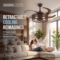 Meridian 48 Inch 3 Light Bronze Fan with Retractable Blades