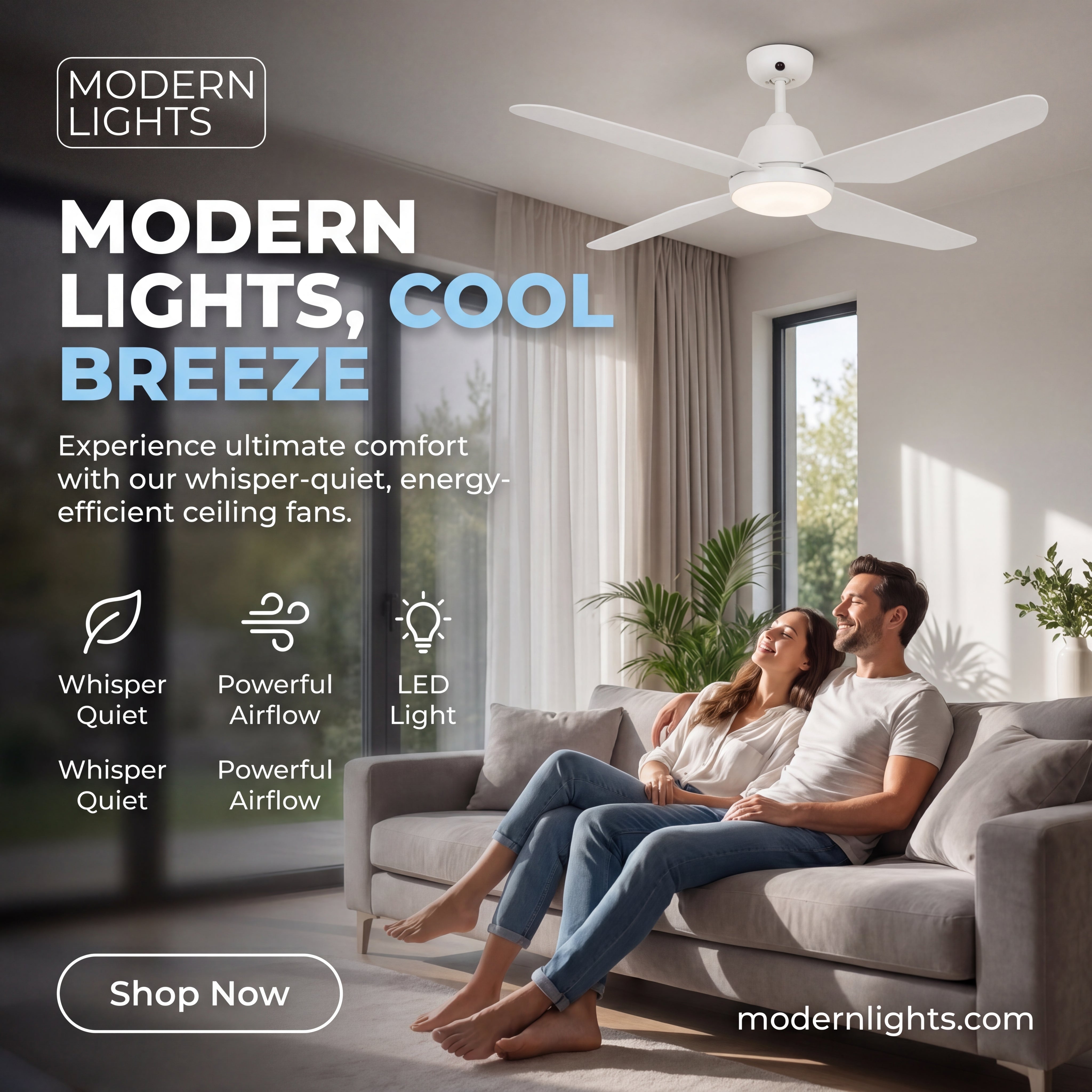 Aria 52 Inch White Fan with 1 Light and Remote