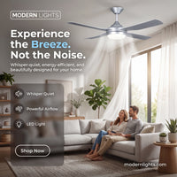 52 Inch 1 Light LED Silver Ceiling Fan with Remote