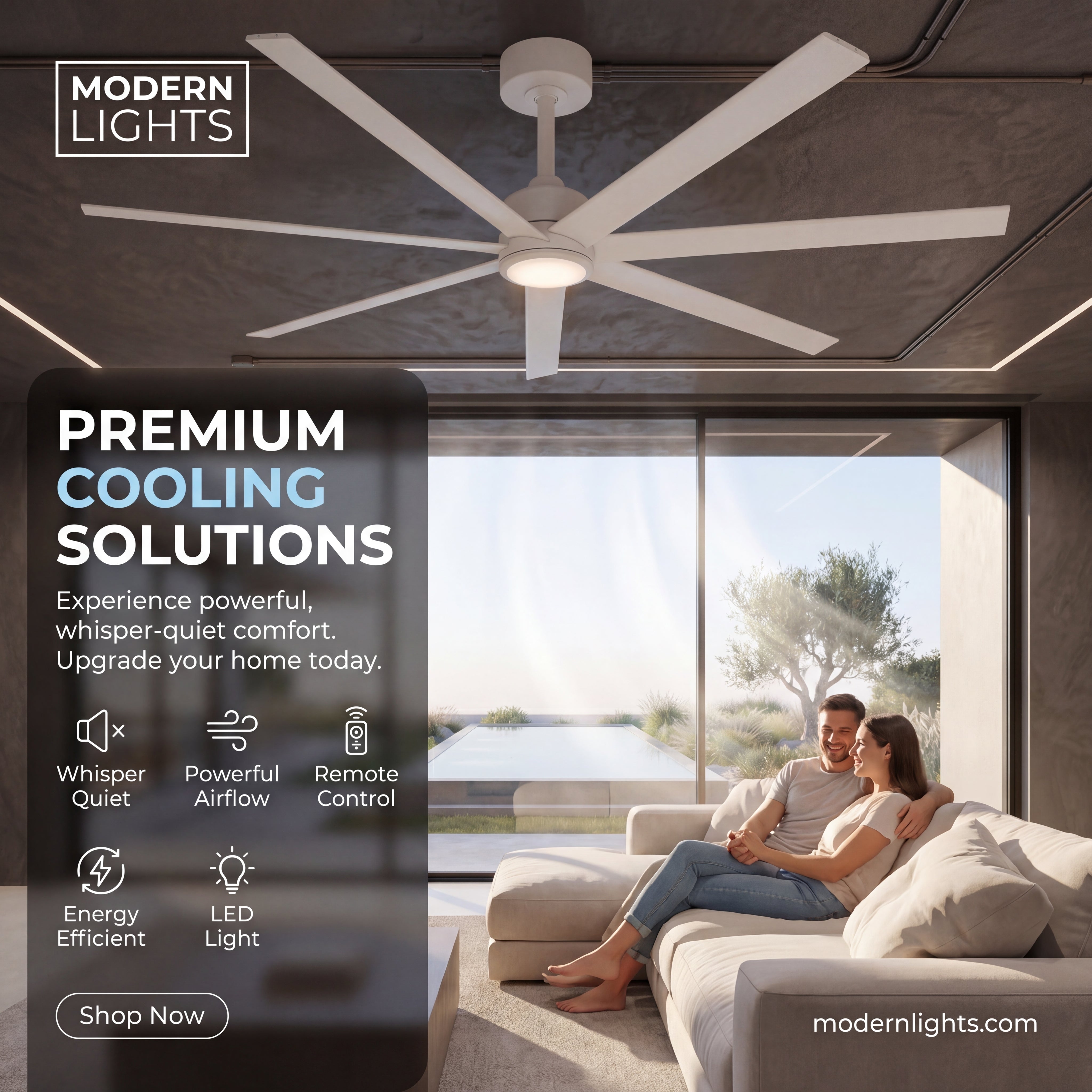 Atlanta 72 Inch White Fan with LED Light and Remote