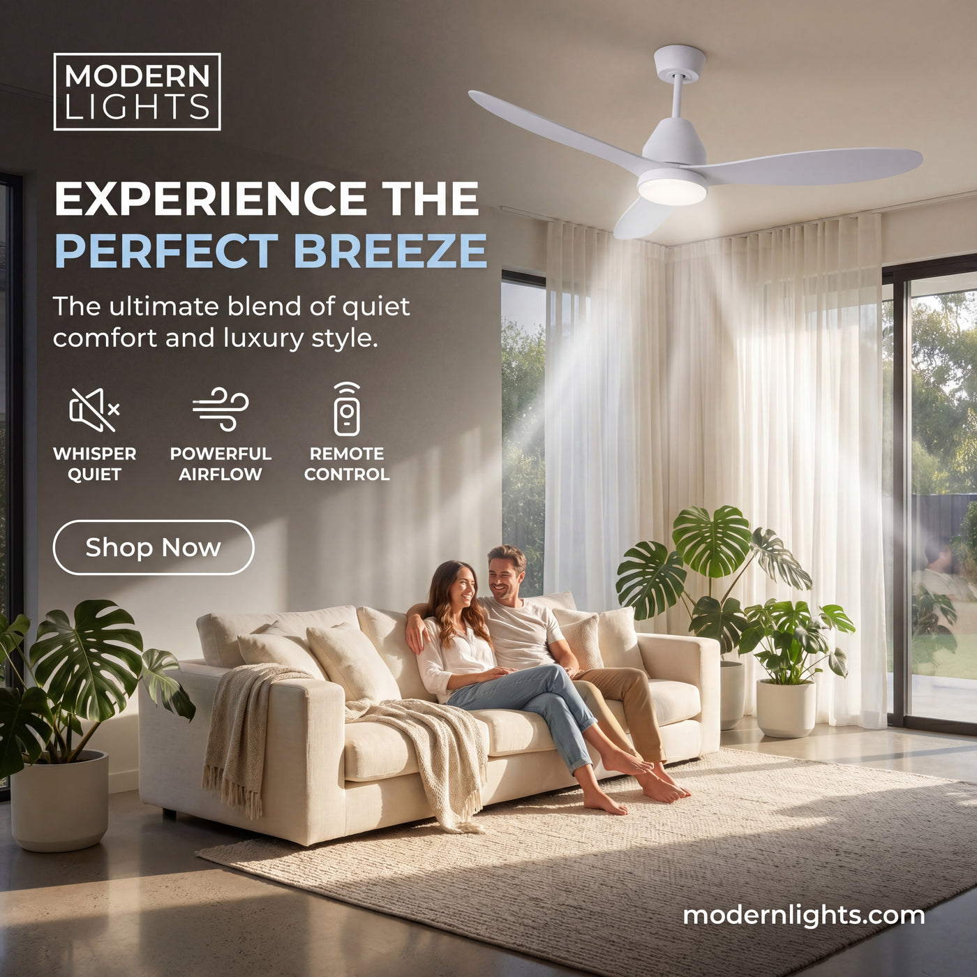56 Inch 1 Light LED DC WiFi Indoor Outdoor Smart Fan in White with Remote
