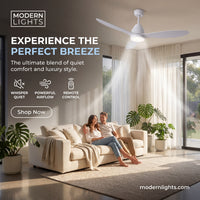 56 Inch 1 Light LED DC WiFi Indoor Outdoor Smart Fan in White with Remote