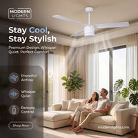 56 Inch 1 Light LED Indoor Outdoor White Fan with Remote