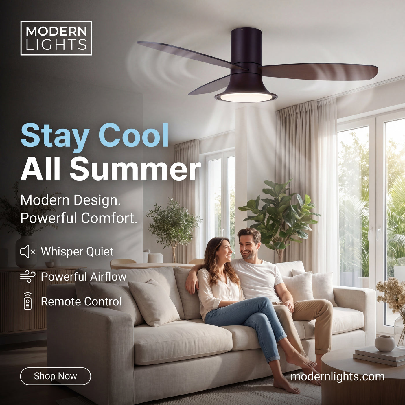52 Inch 1 Light LED Indoor Outdoor Bronze Ceiling Fan with Remote