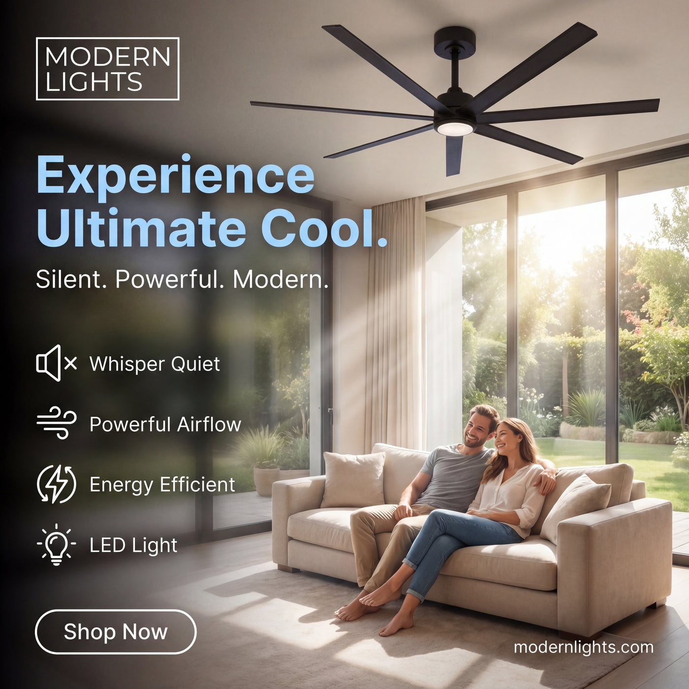 Atlanta 72 Inch Black Fan with LED Light and Remote