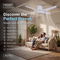 Aria Hugger 52 Inch White Fan with 1 Light and Remote