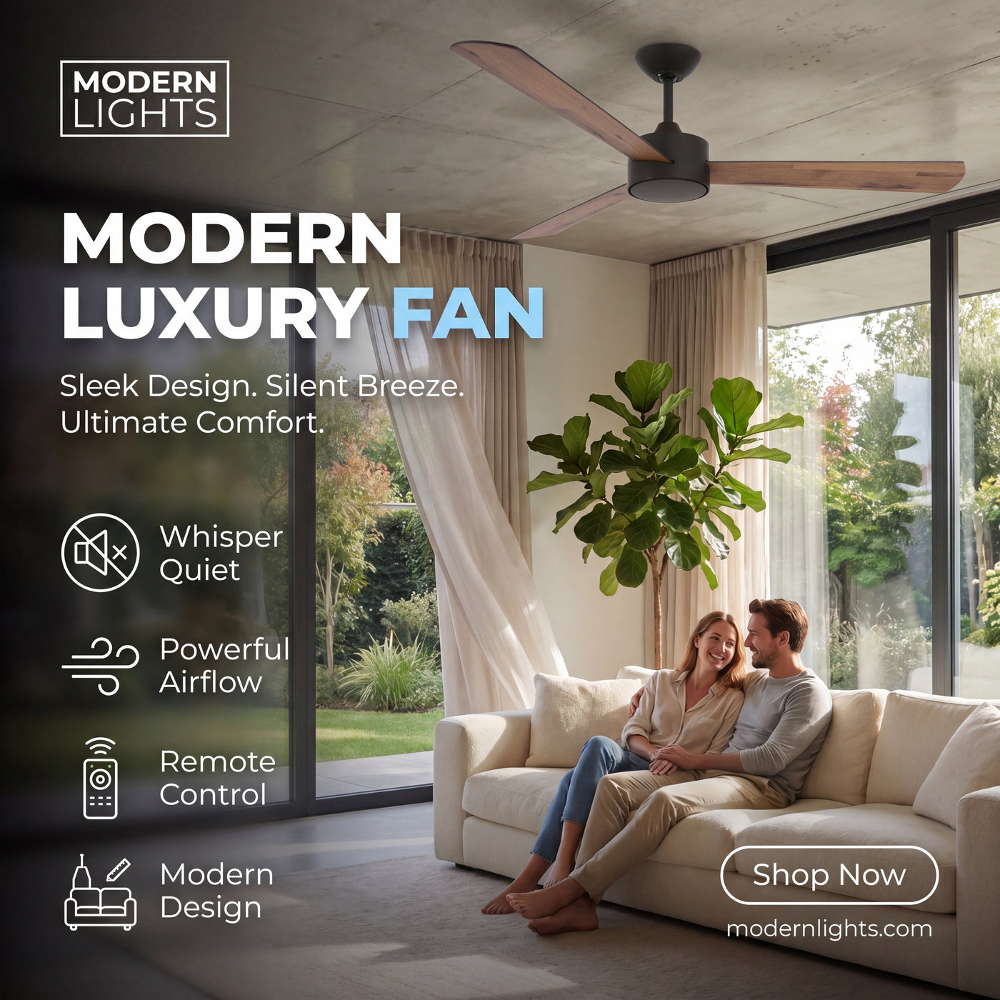52 Inch DC Bronze Fan with Reversible Koa Walnut Blades and Remote