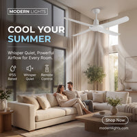 52 Inch IP55 Wet Rated White Fan with Remote
