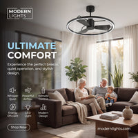 28 Inch 1 Light LED DC Black Fan with Remote