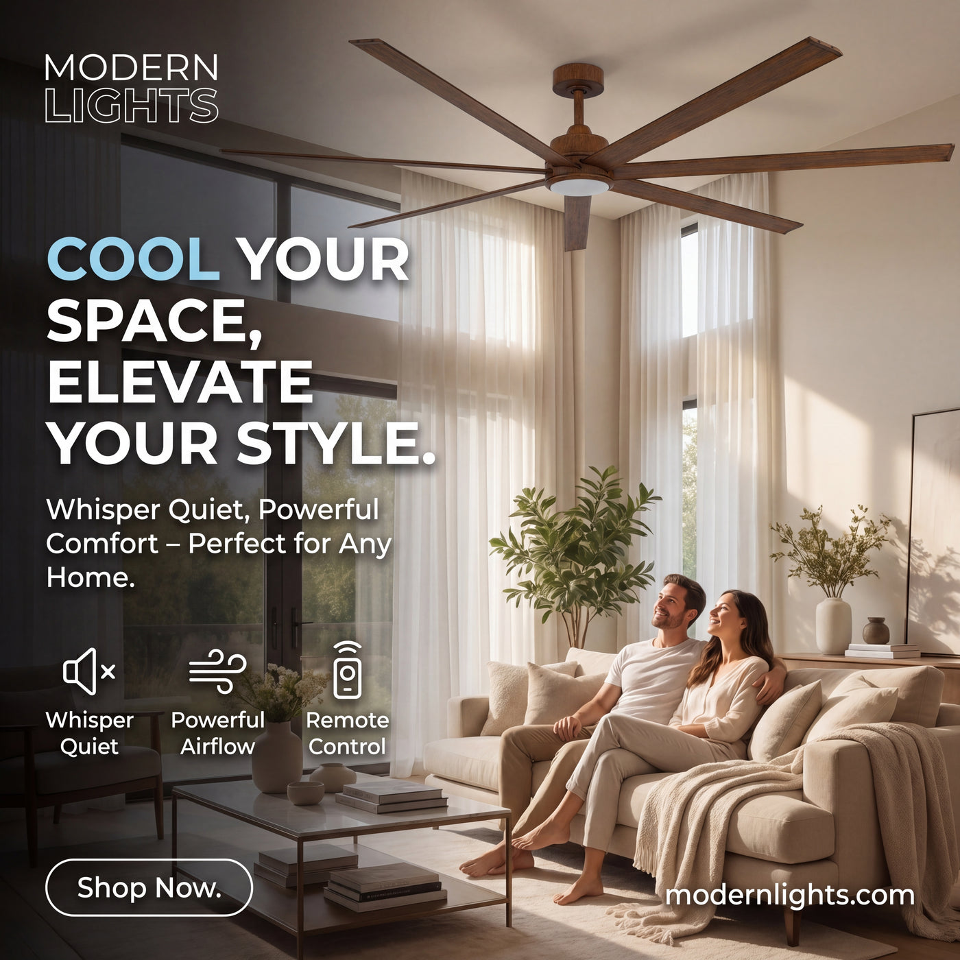 Atlanta 72 Inch DC Fan with LED Light Koa Finish with Remote