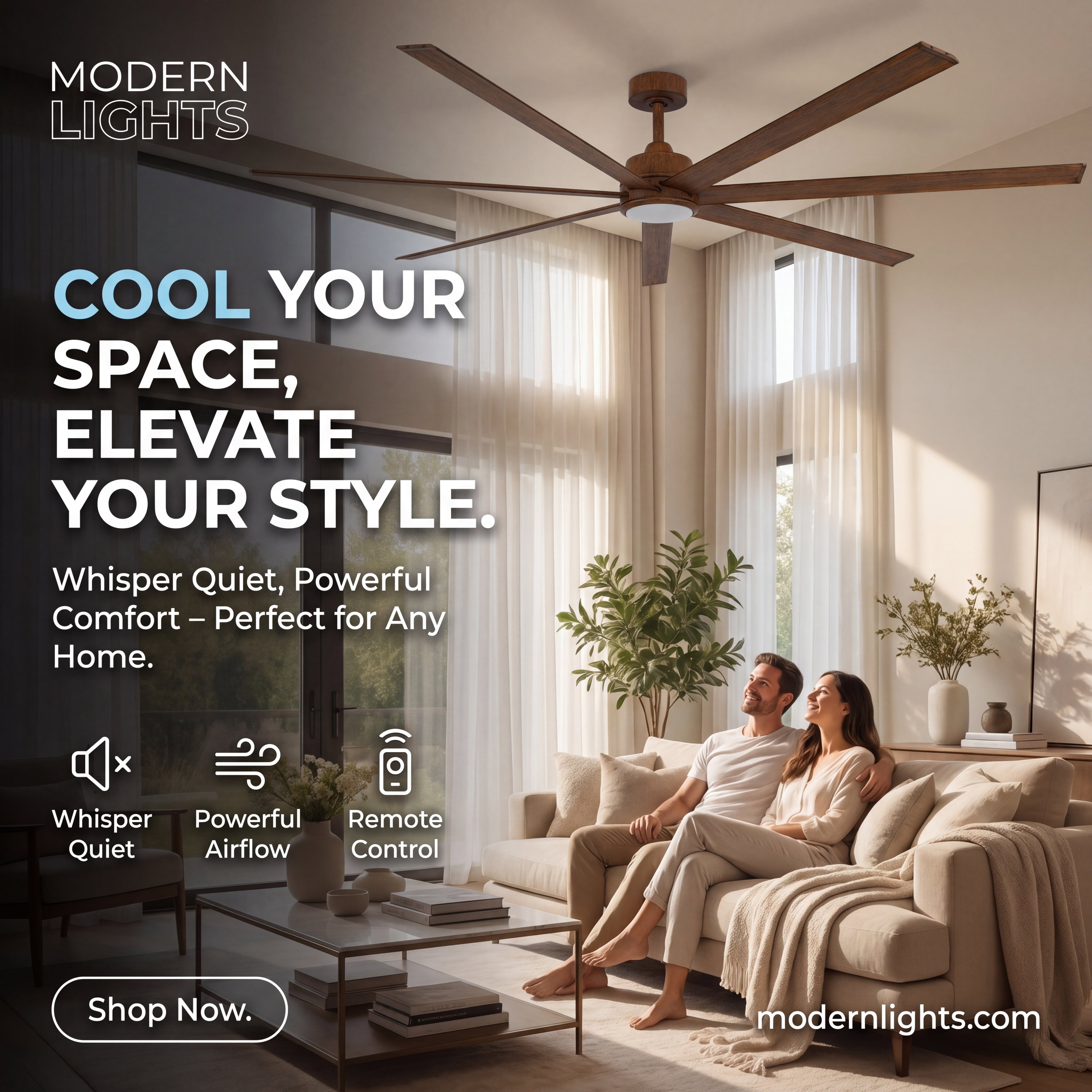 Atlanta 72 Inch DC Fan with LED Light Koa Finish with Remote