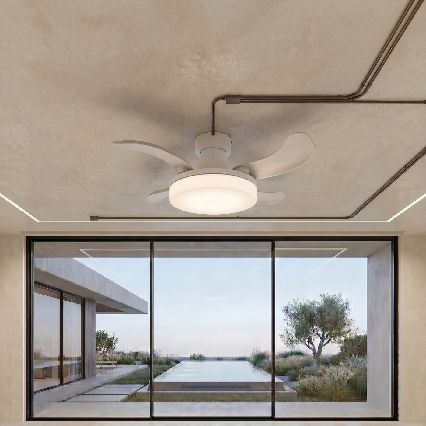 36 Inch Matte White Retractable Blade Ceiling Fan