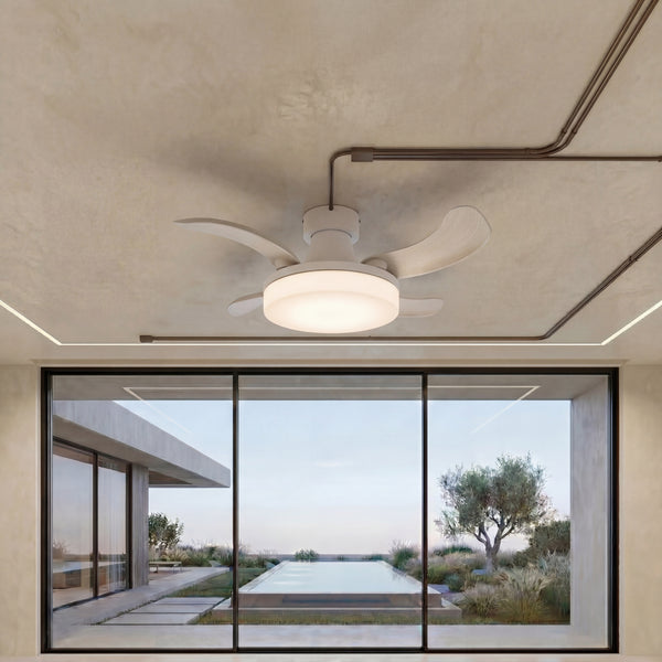 36 Inch Matte White Retractable Blade Ceiling Fan