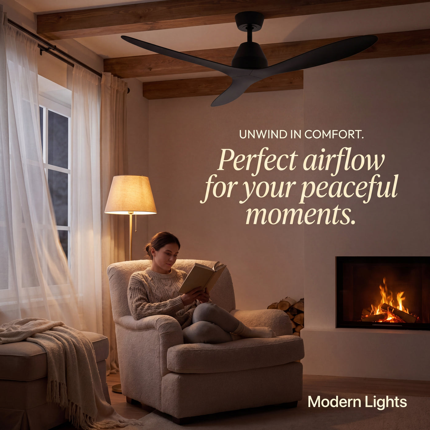 56 Inch DC WiFi Indoor Outdoor Smart Fan in Black with Remote