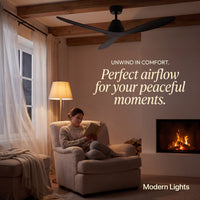 56 Inch DC WiFi Indoor Outdoor Smart Fan in Black with Remote