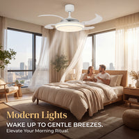 EVO1 48 Inch 1 Light White Fan with Retractable Blades and LED