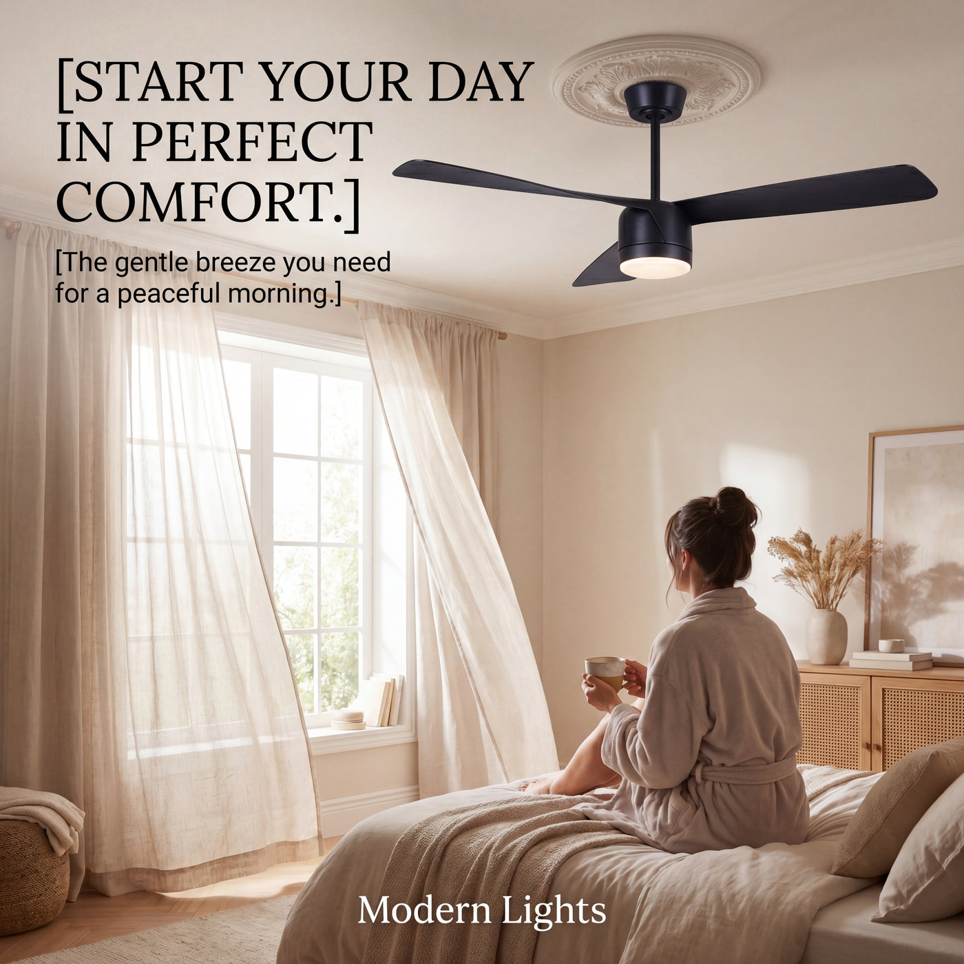 56 Inch 1 Light LED Indoor Outdoor Black Fan with Remote