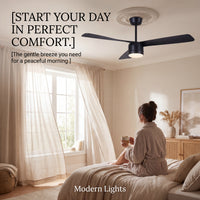 56 Inch 1 Light LED Indoor Outdoor Black Fan with Remote