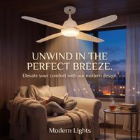 Aria 52 Inch White Fan with 1 Light and Remote