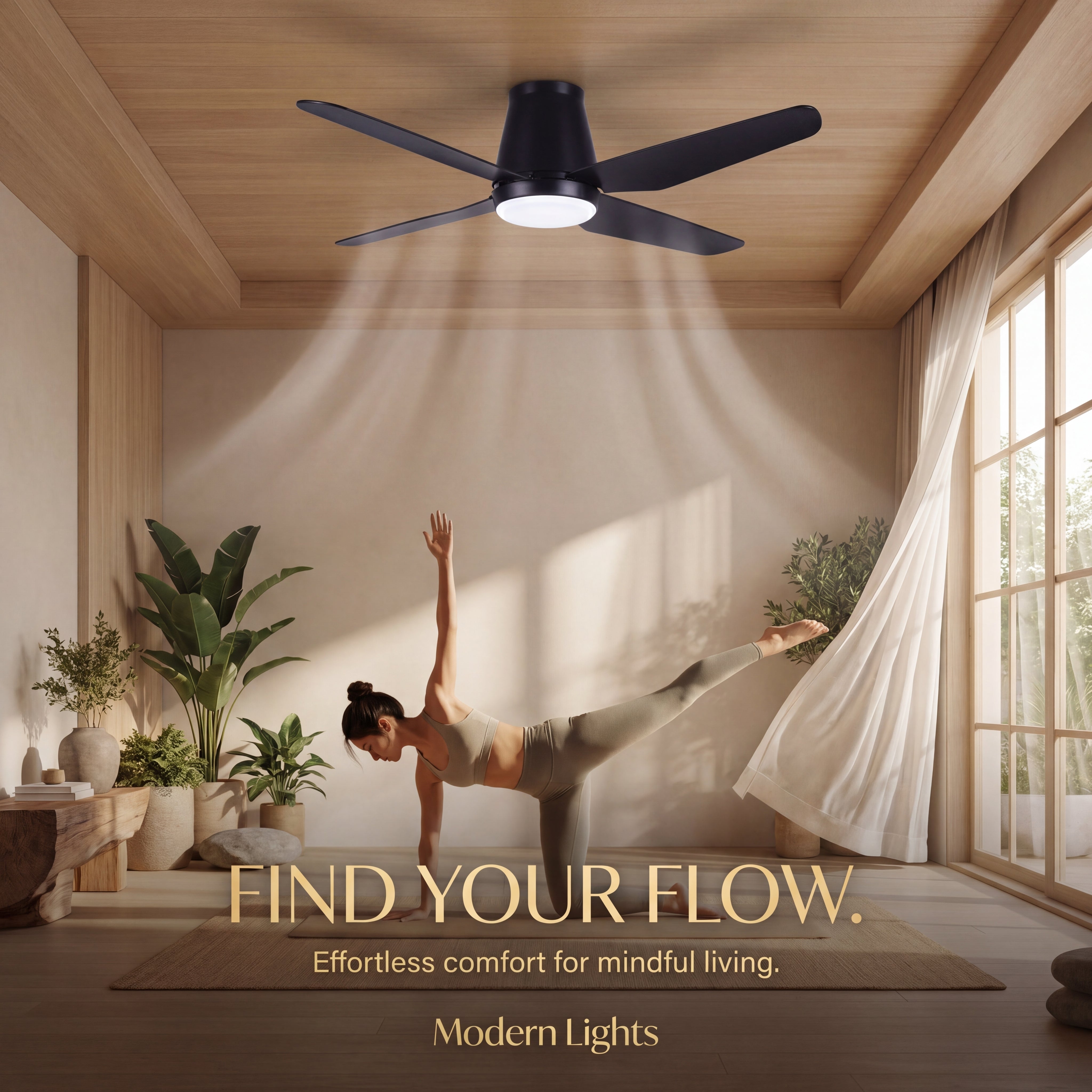Aria Hugger 52 Inch Black Fan with 1 Light and Remote