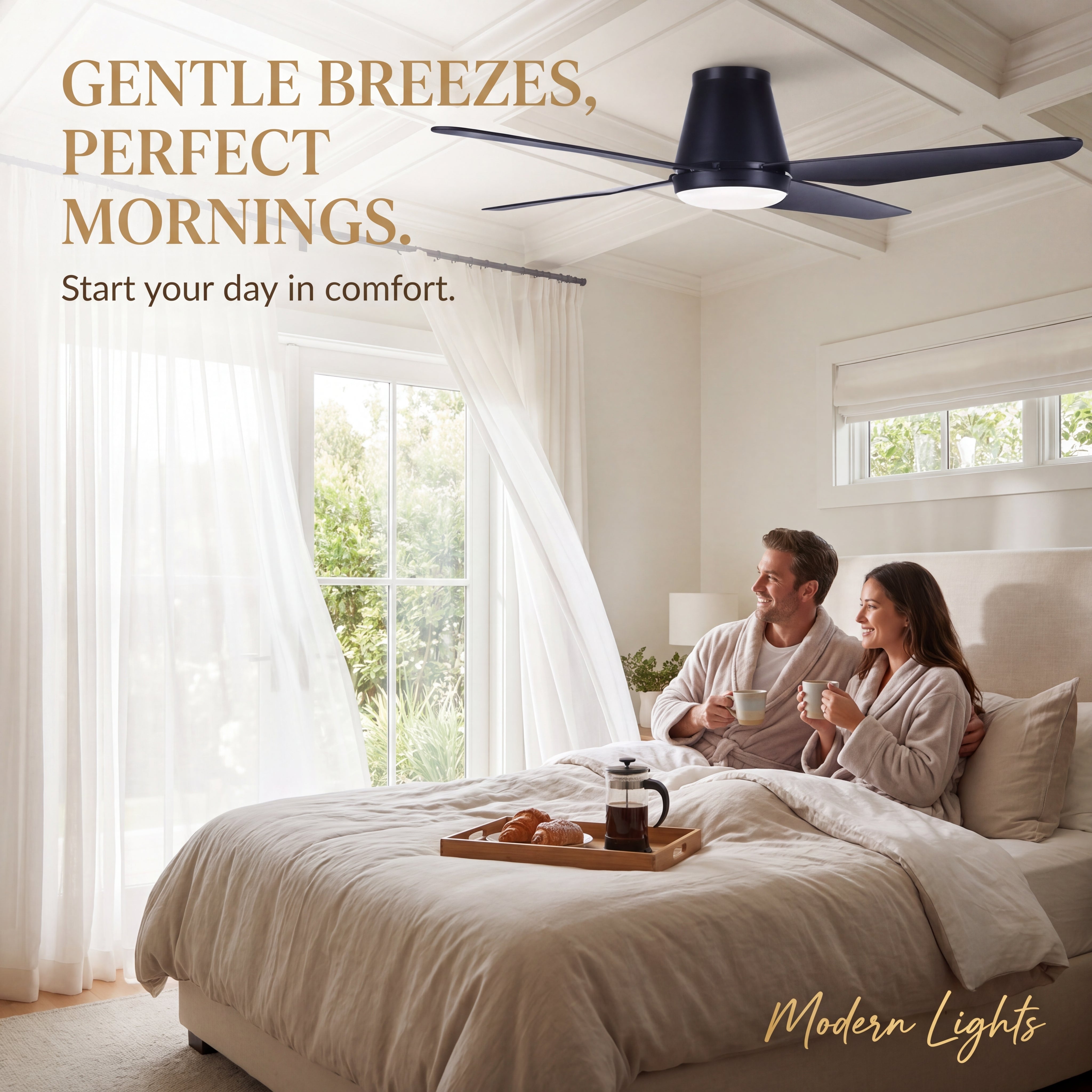 Aria Hugger 52 Inch Black Fan with 1 Light and Remote