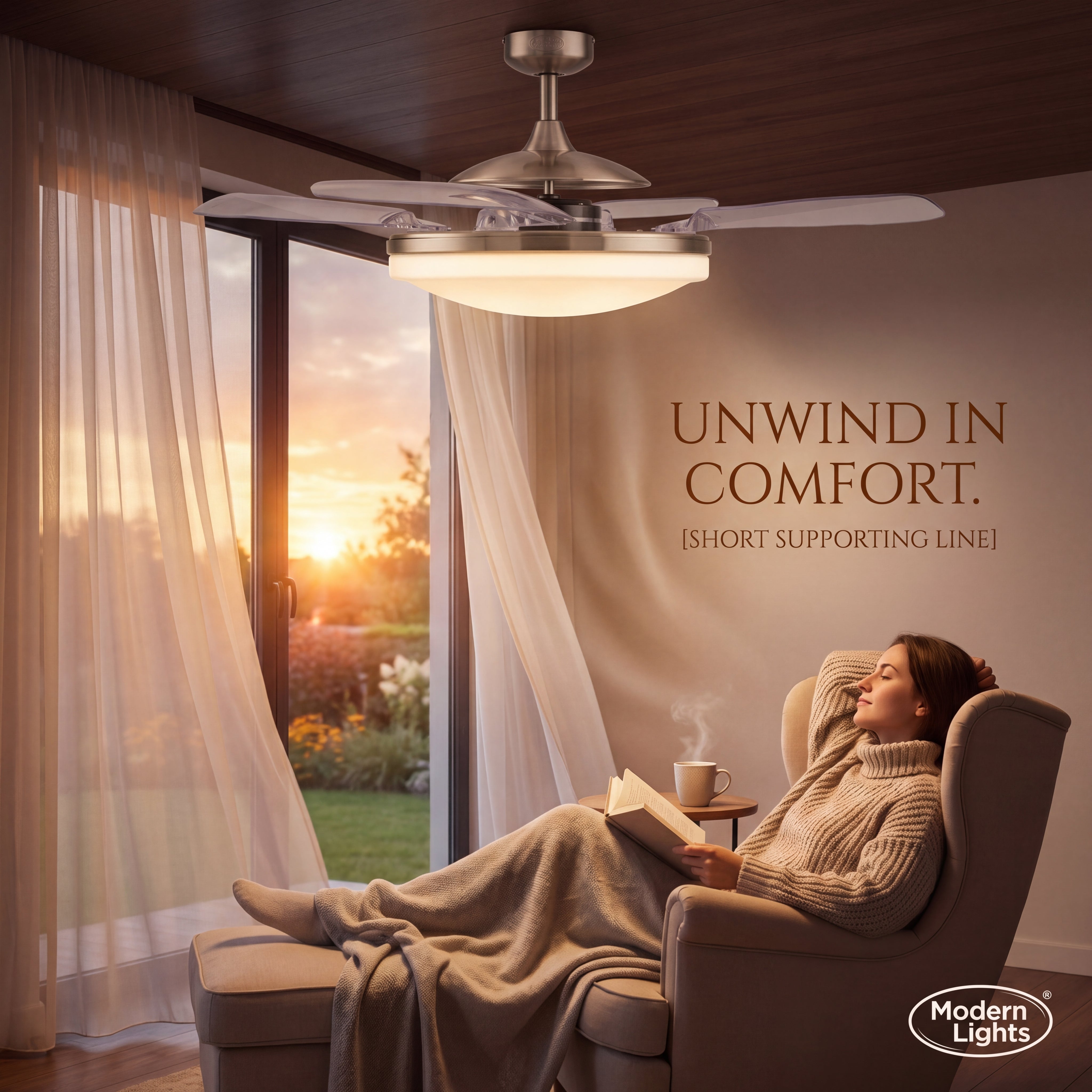 EVO2 48 Inch 3 Light Chrome Fan with Retractable Blades