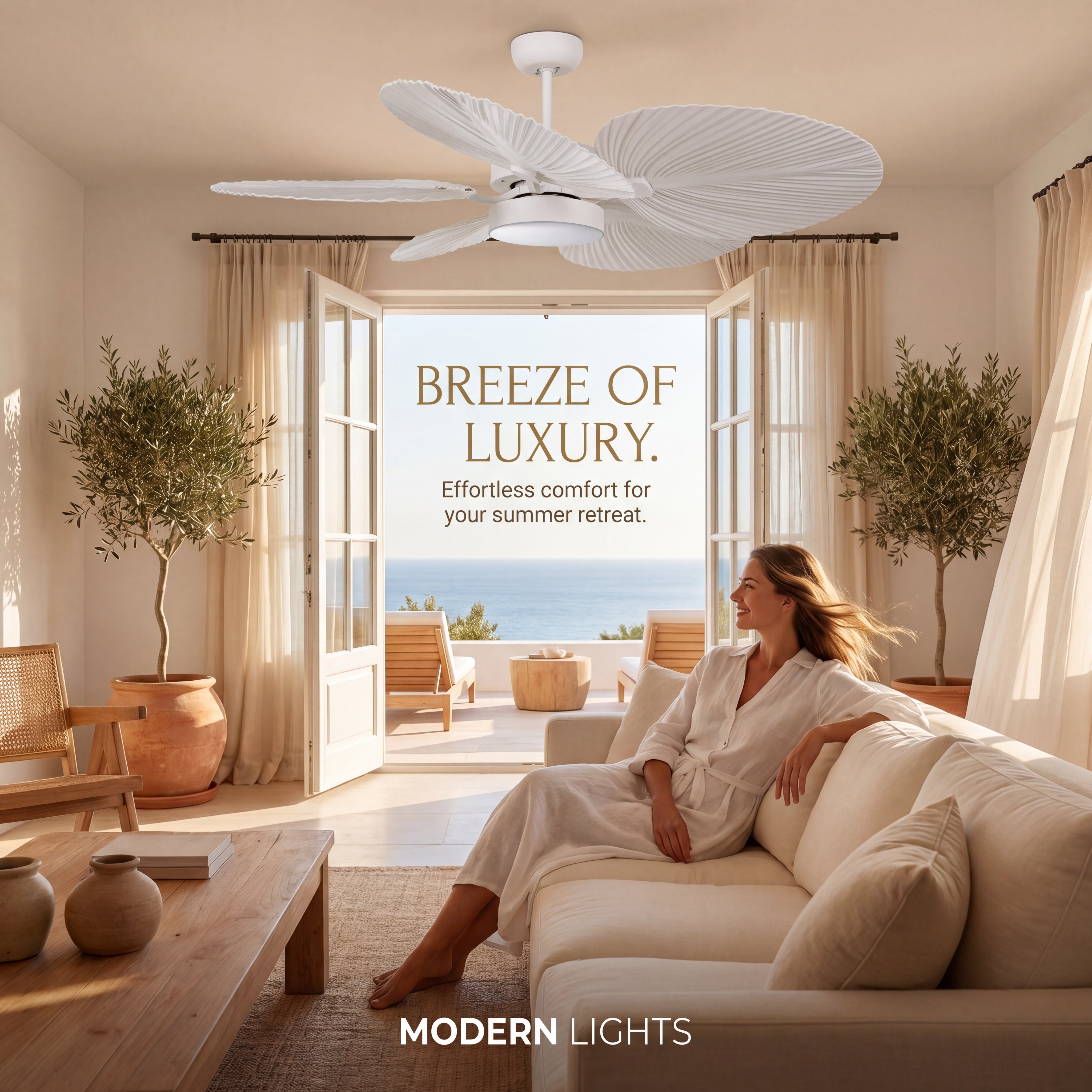 Bali 52 Inch White Fan with LED Light Antique White with Remote Included