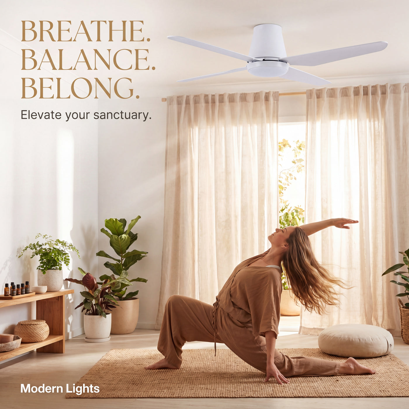 Aria Hugger 52 Inch White Fan with 1 Light and Remote