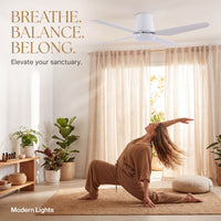 Aria Hugger 52 Inch White Fan with 1 Light and Remote