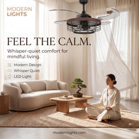 Montclair 48 Inch 3 Light Black Fan with Retractable Blades