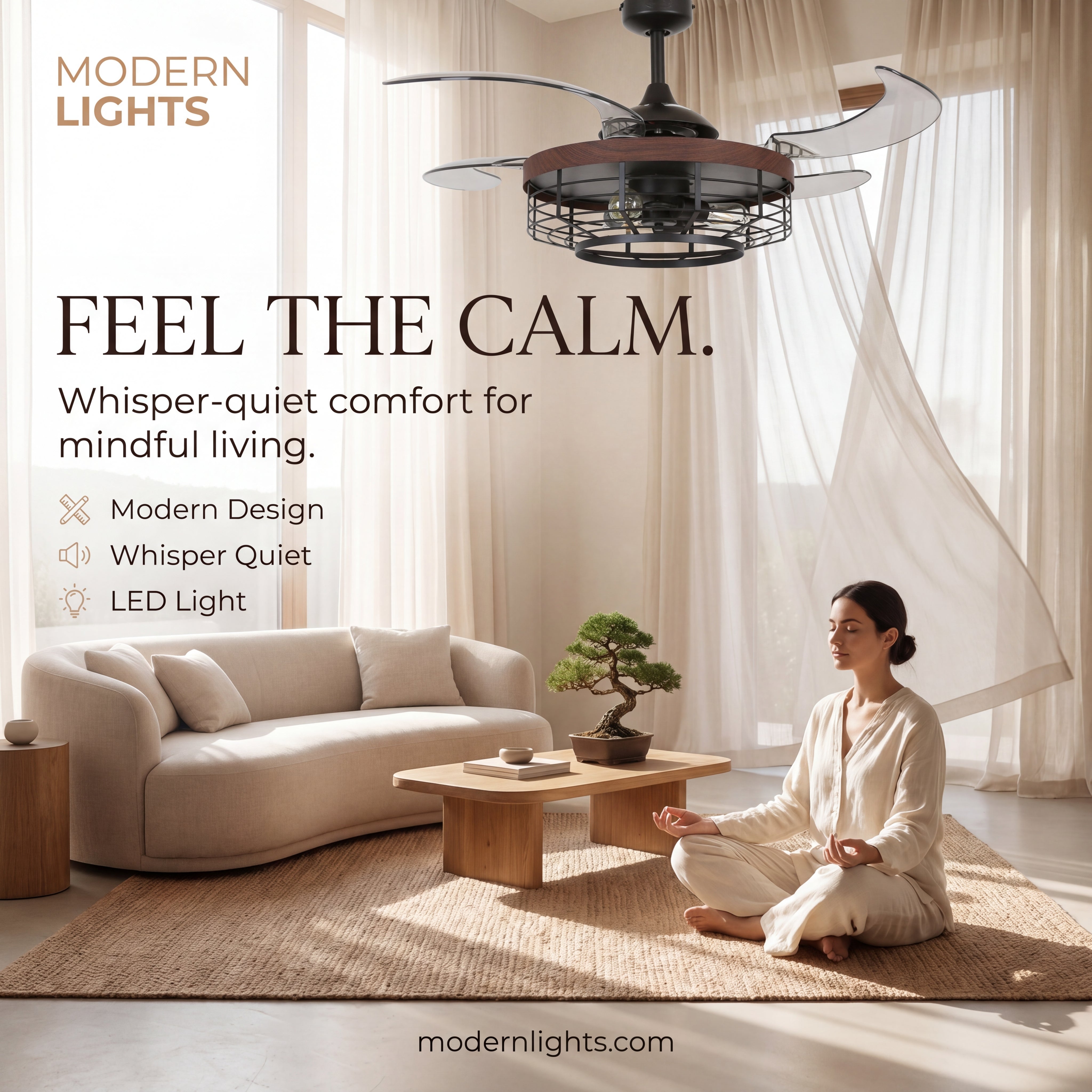 Montclair 48 Inch 3 Light Black Fan with Retractable Blades