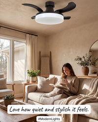 36 Inch Matte Black Retractable Blade Ceiling Fan