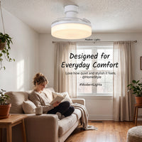 36 Inch Matte White Retractable Blade Ceiling Fan