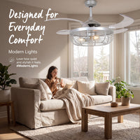 Carbondale 48 Inch 3 Light Silver Ceiling Fan with Retractable Blades
