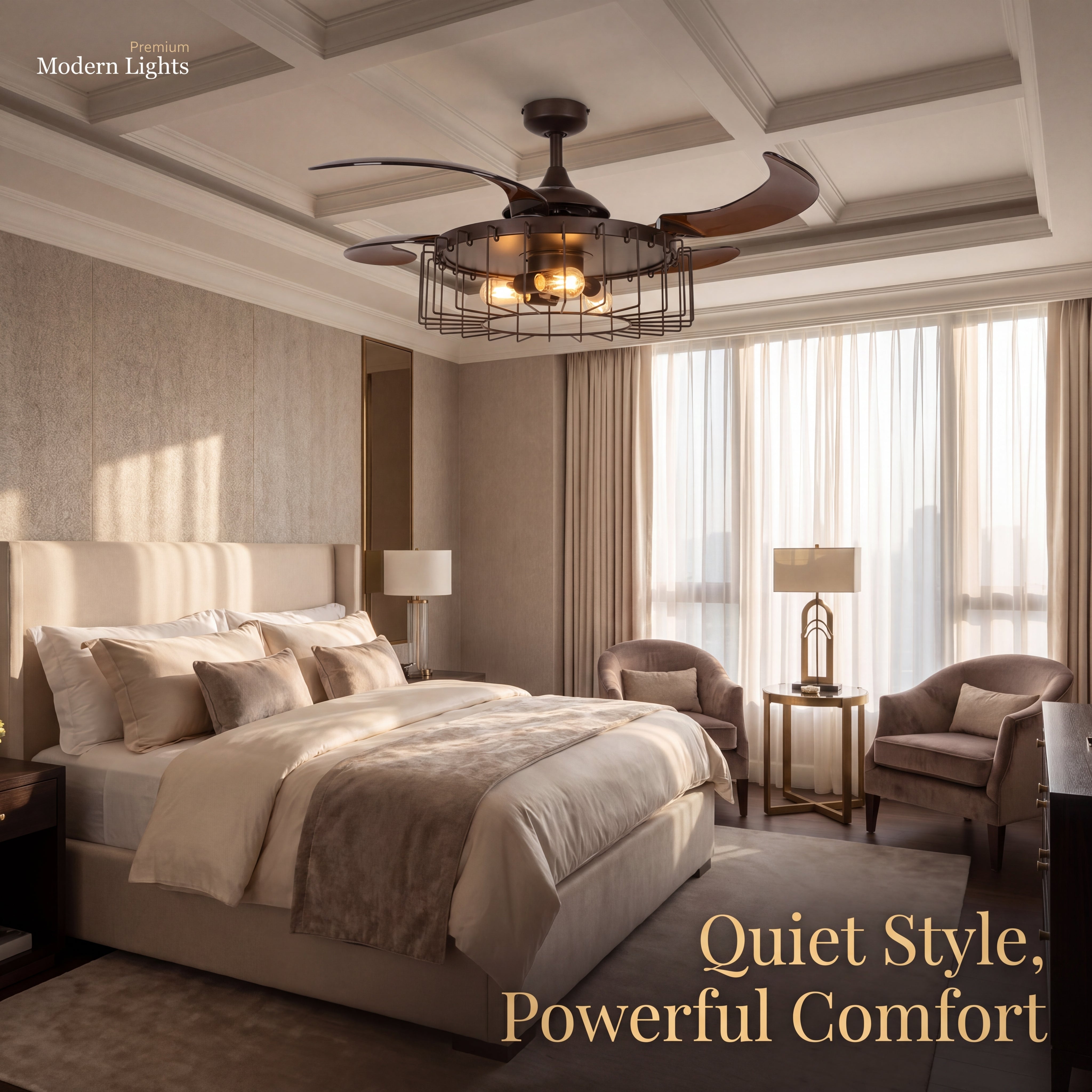 48 Inch Oil Rubbed Bronze Retractable Blade Ceiling Fan