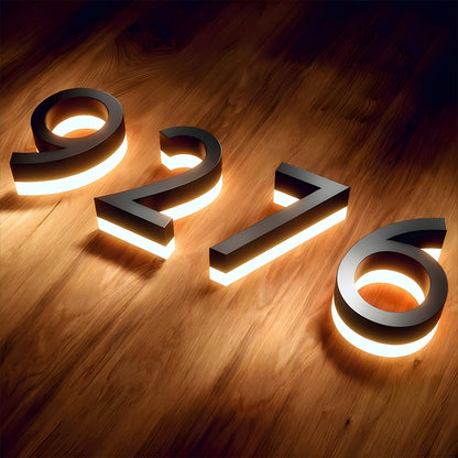 Modern LED Stainless Steel House Numbers – Custom Illuminated Address Sign for Home & Business