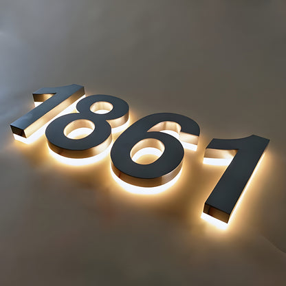 Personalized Stainless Steel Address Numbers – Lighted Home Sign with Modern Design