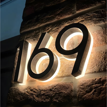 Premium LED Address Sign – Customized House Number in Modern Stainless Steel