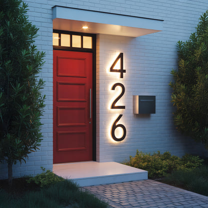 Modern LED Stainless Steel House Numbers – Custom Illuminated Address Sign for Home & Business