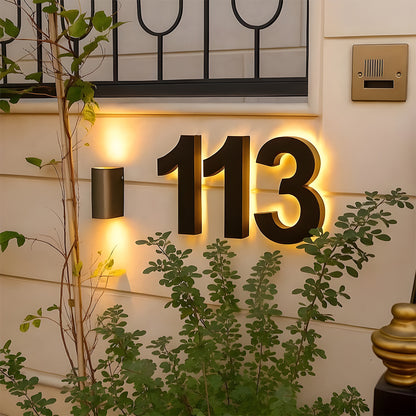 Premium LED Address Sign – Customized House Number in Modern Stainless Steel