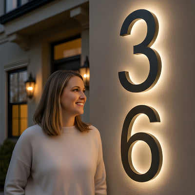 Contemporary Lighted House Numbers – Custom Metal Address Sign for Homes & Offices