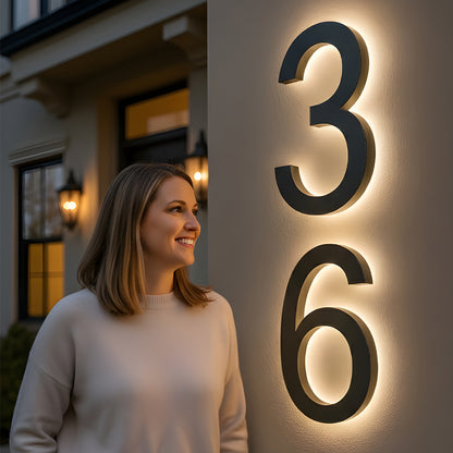Contemporary Lighted House Numbers – Custom Metal Address Sign for Homes & Offices