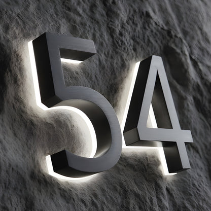 Modern LED Stainless Steel House Numbers – Custom Illuminated Address Sign for Home & Business